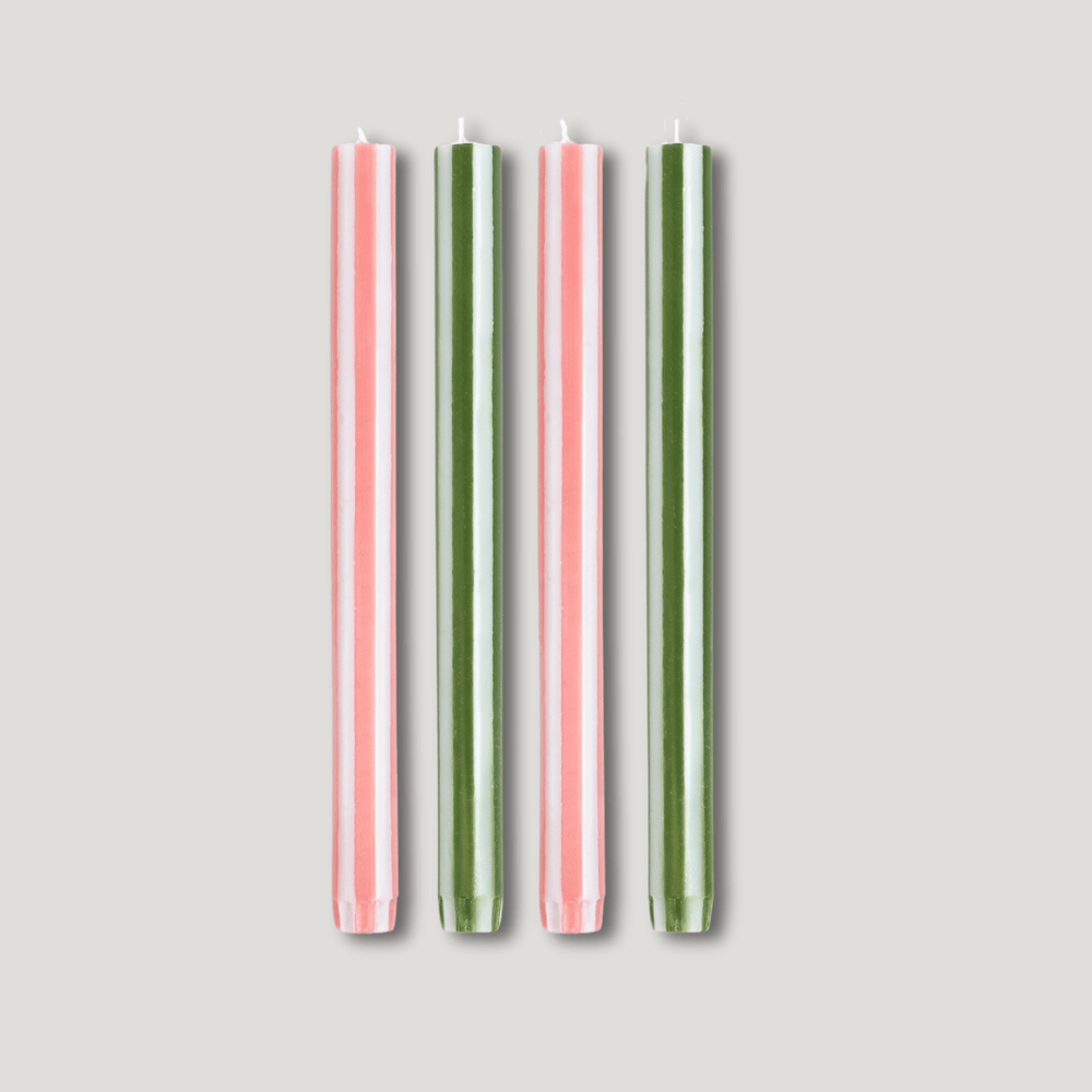 YOD & CO Stripe Dinner Candle Set - Pink / Green