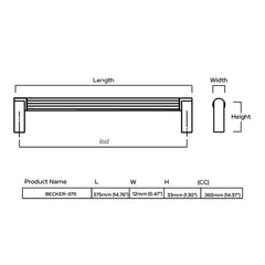 Plank Hardware Cabinetry 420mm (365mm CC) BECKER D Bar Handle - Antique Brass