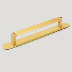 Plank Hardware Cabinetry 170mm (160mm CC) / Handle with Round Backplate BECKER Grooved D-Bar Handle - Brass