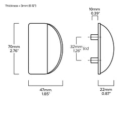 Plank Hardware Cabinetry 70mm (32mm CC) FOLD Short D Shape Front Mounted Handle - Aged Brass