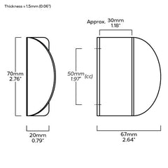 Plank Hardware Cabinetry 70mm (50mm CC) FOLD Short Edge Pull Handle - Brass