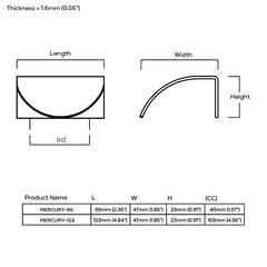 Plank Hardware Cabinetry MERCURY Curved Lip Pull Handle - Brass