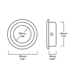 Plank Hardware Cabinetry OLMO Round Recessed Pull Handle - Aged Brass