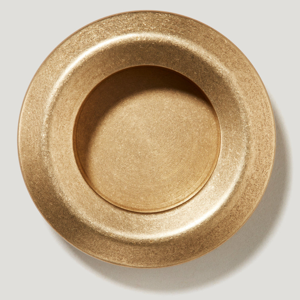 OLMO Round Recessed Pull Handle - Aged Brass