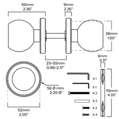 Plank Hardware Door PLANE Mortice Door Knob - Brass