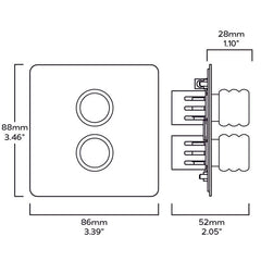 Plank Hardware Electric ALVA 2G Dimmer Switch - Brass