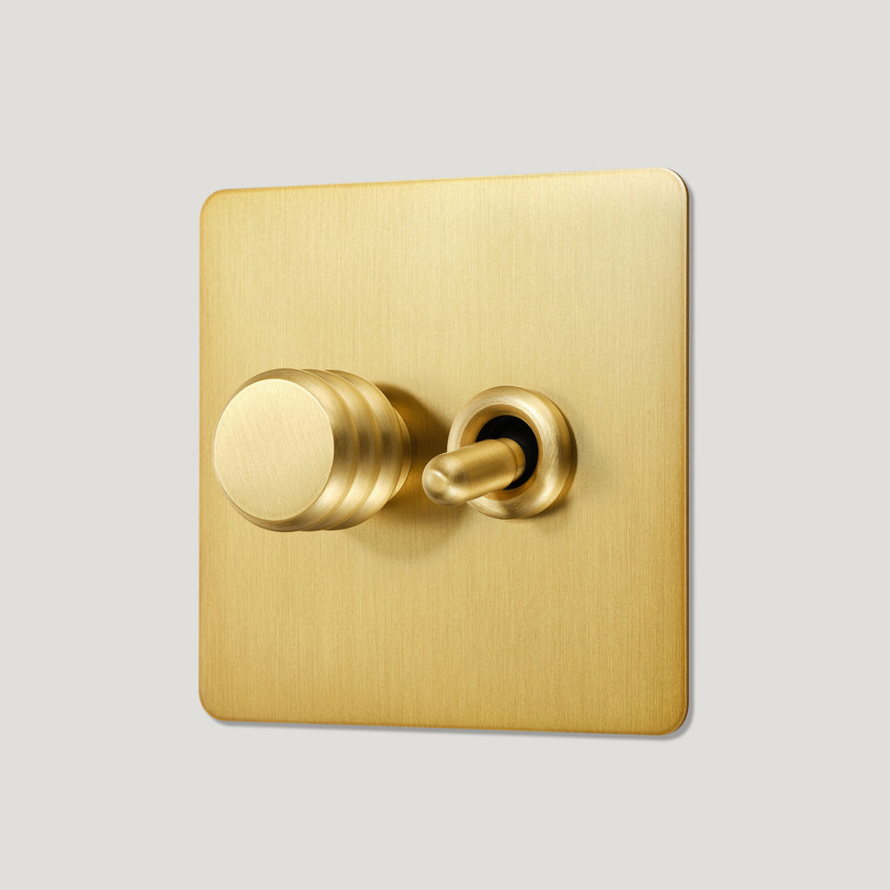 ALVA 2G Mixed Light Switch 1 Toggle / 1 Dimmer - Brass