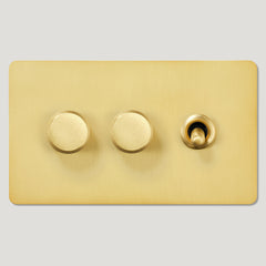 Plank Hardware Electric ALVA 3G Mixed Switch 1 Toggle / 2 Dimmer - Brass