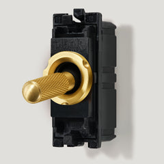 Plank Hardware Electric Components KEPLER Knurled Retractive Toggle Switch - Brass