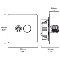 Plank Hardware Electric KEPLER 2G Knurled Mixed Switch 1Toggle / 1Dimmer - Brass