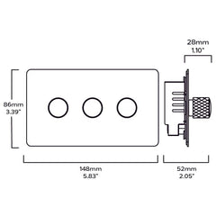 Plank Hardware Electric KEPLER 3G Knurled Dimmer - Brass