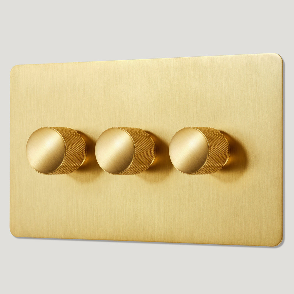 KEPLER 3G Knurled Dimmer Light Switch - Brass