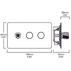 Plank Hardware Electric KEPLER 3G Knurled Mixed Switch 1Toggle / 2Dimmer - Antique Brass