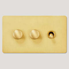 Plank Hardware Electric KEPLER 3G Knurled Mixed Switch 1Toggle / 2Dimmer - Brass