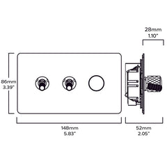 Plank Hardware Electric KEPLER 3G Knurled Mixed Switch 2Toggle / 1Dimmer - Antique Brass