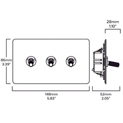 Plank Hardware Electric KEPLER 3G Two Way Knurled Toggle - Brass