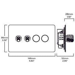 Plank Hardware Electric KEPLER 4G Knurled Mixed Switch 2 Toggle / 2 Dimmer - Antique Brass