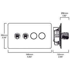 Plank Hardware Electric KEPLER 4G Knurled Mixed Switch 2Toggle / 2Dimmer - Brass