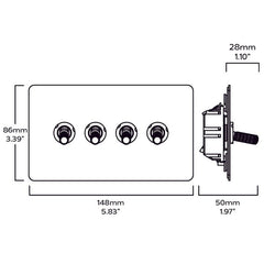 Plank Hardware Electric KEPLER 4G Two Way Knurled Toggle Switch - Brass