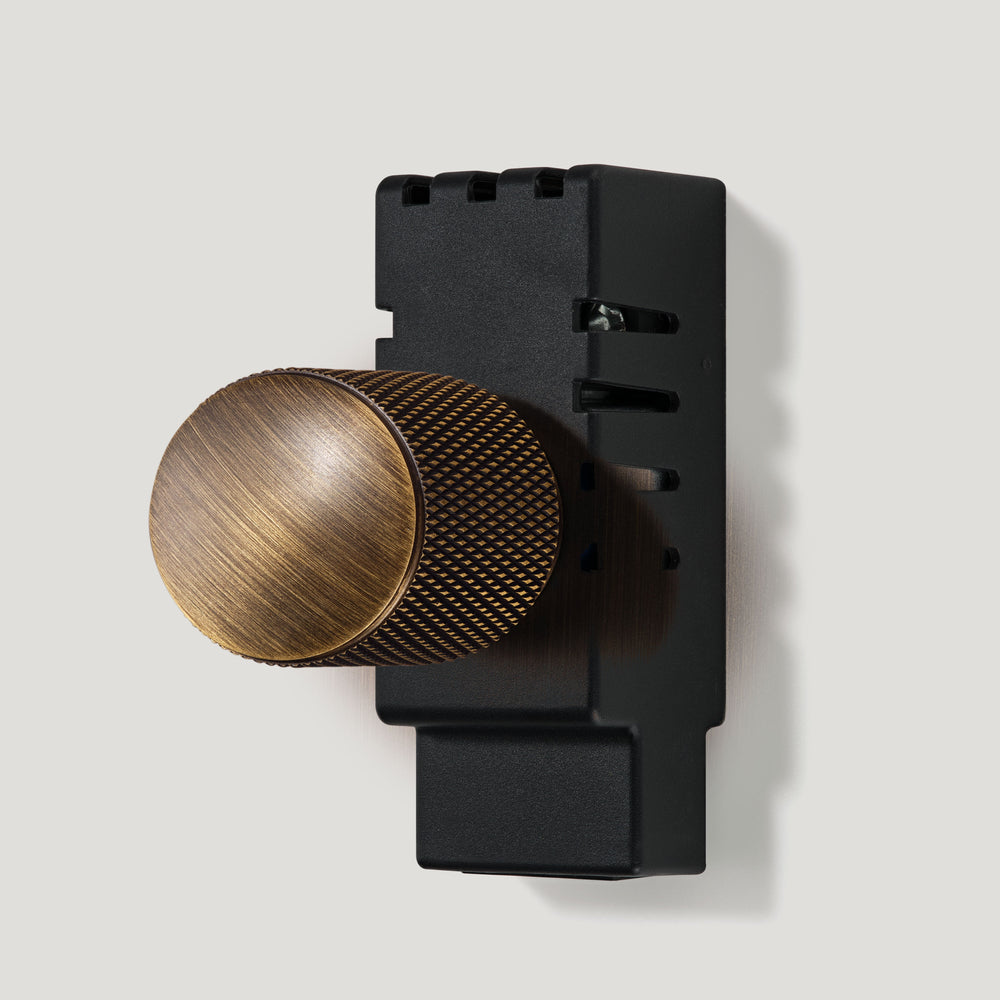 KEPLER Knurled Dimmer Detail with Module - Antique Brass