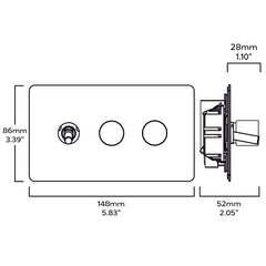 Plank Hardware Electric MAXWELL 3G Smooth Mixed Switch 1Toggle / 2Dimmer - Antique Brass