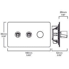 Plank Hardware Electric MAXWELL 3G Smooth Mixed Switch 2Toggle / 1Dimmer - Antique Brass