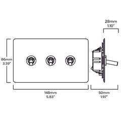 Plank Hardware Electric MAXWELL 3G Two Way Smooth Toggle Switch - Brass