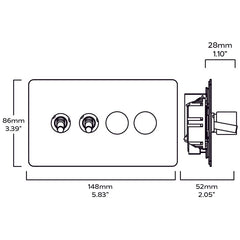 Plank Hardware Electric MAXWELL 4G Smooth Mixed Switch 2Toggle / 2Dimmer - Antique Brass