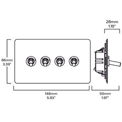 Plank Hardware Electric MAXWELL 4G Two Way Smooth Toggle Switch - Brass