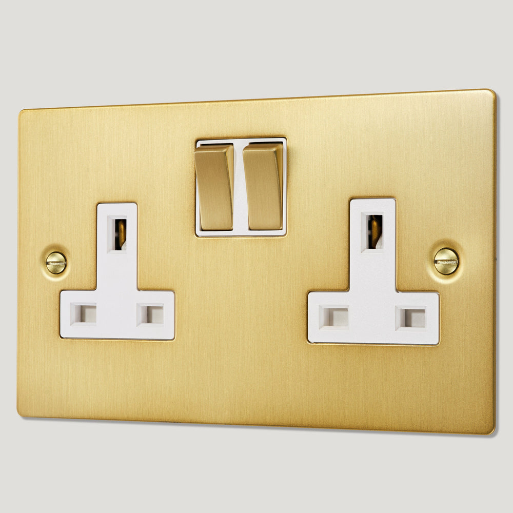 SYLVIE Double Plug Socket - Brass (White Insert)