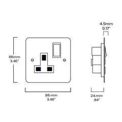 Plank Hardware Electric Plug Socket (Black Insert) SYLVIE Single Plug Socket - Antique Brass (Black Insert)