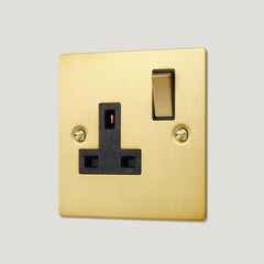 Plank Hardware Electric Plug Socket (Black Insert) SYLVIE Single Plug Socket - Brass (Black Insert)