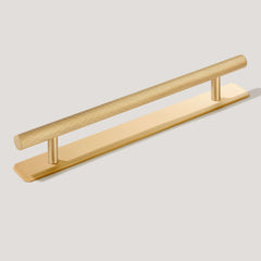 Plank Hardware Handles & Knobs 185mm (128mm CC) / Handle with Backplate SEARLE Swirled T-Bar Handle - Brass