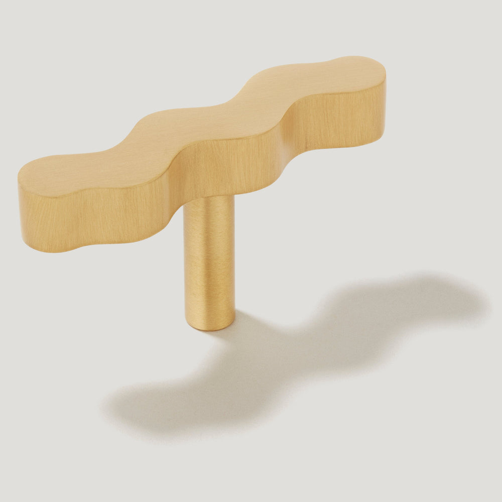 SQUIGGLE Single T Handle - Brass