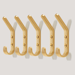 Plank Hardware Hooks Set of 5 Hooks HOFFMAN Tapered Top Hook - Brass