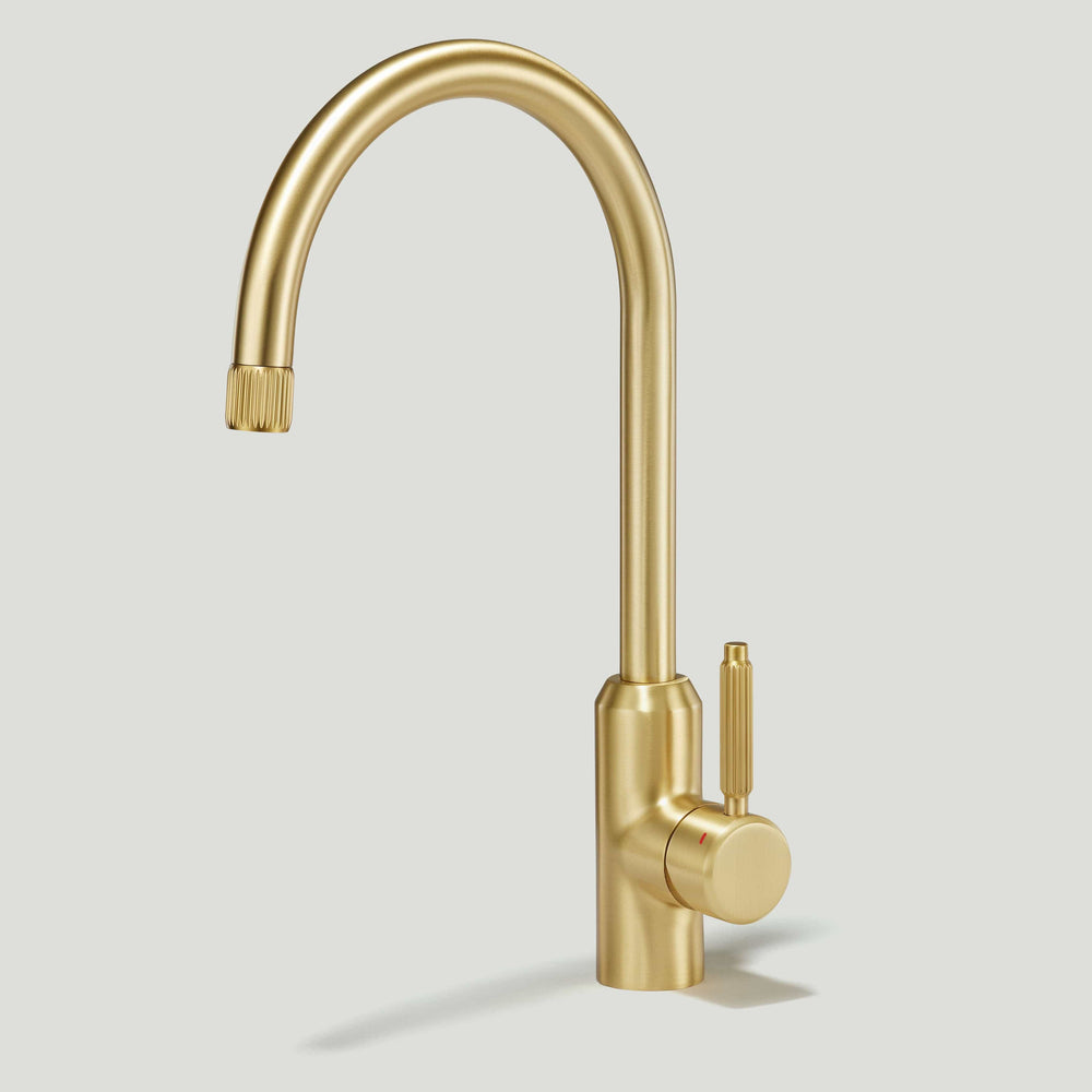 PORTMAN Grooved Kitchen Mixer Tap - Brass