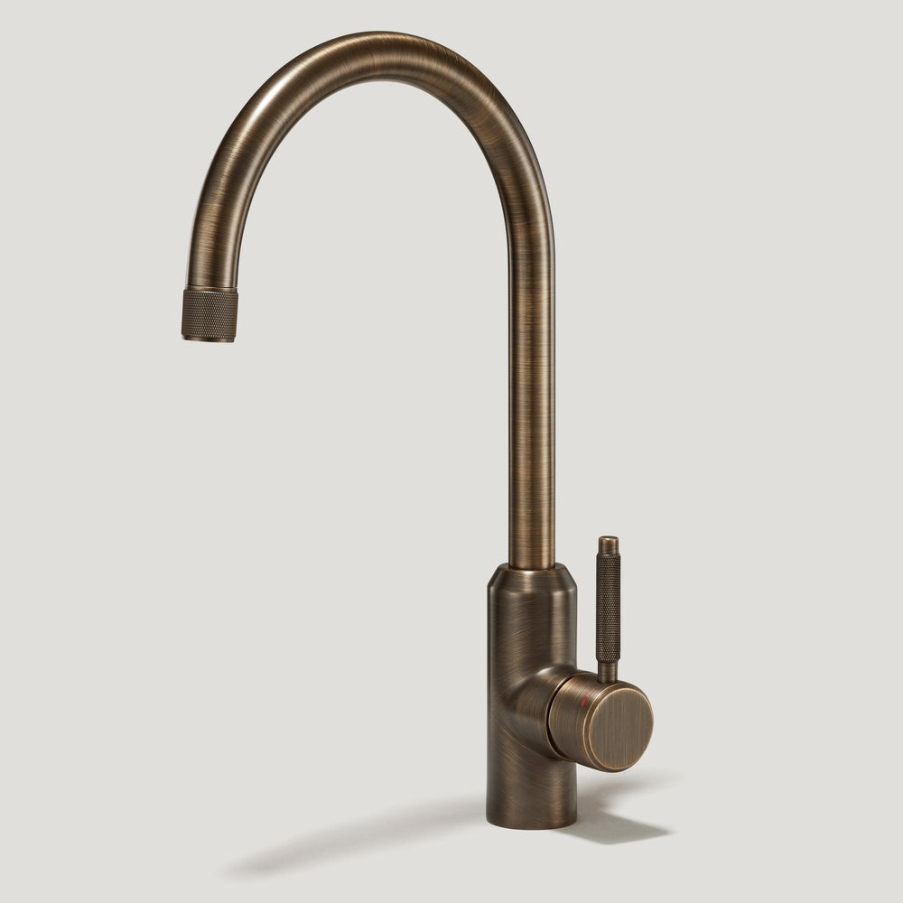 PORTMAN Knurled Kitchen Mixer Tap - Antique Brass