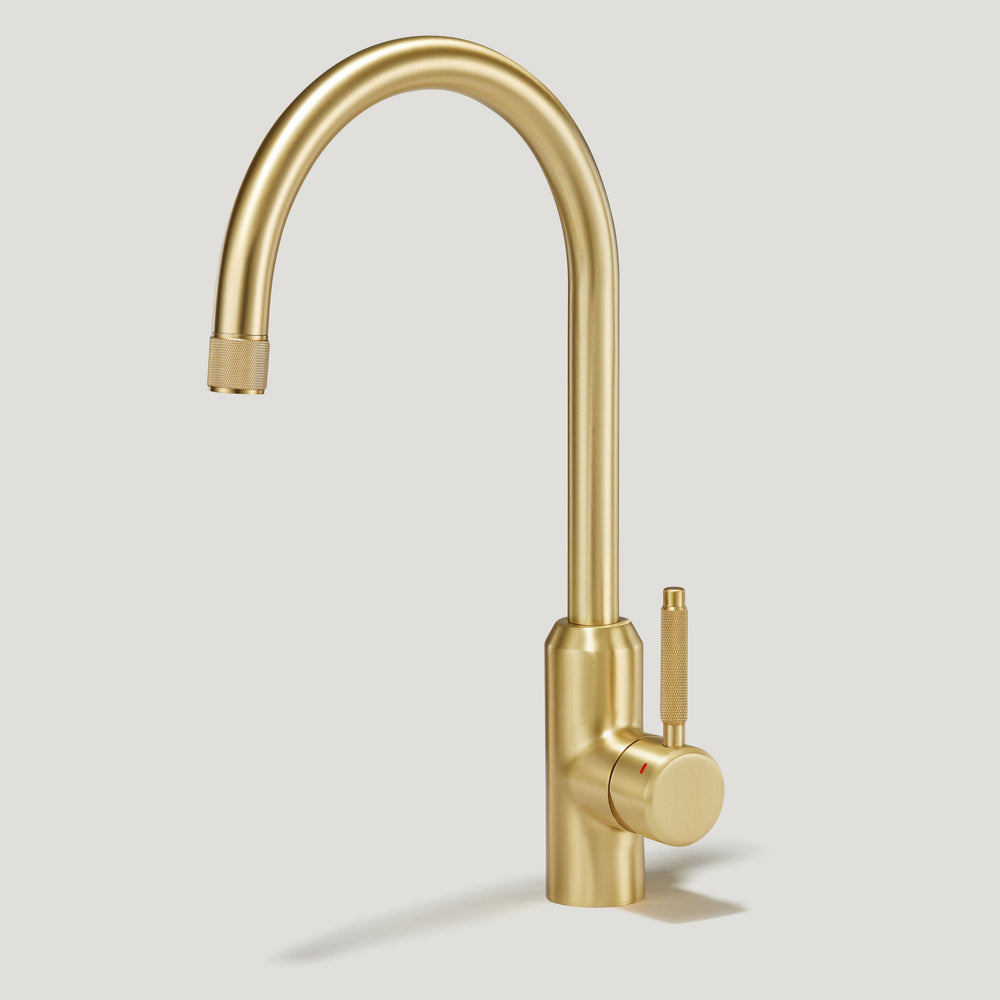 PORTMAN Knurled Kitchen Mixer Tap - Brass