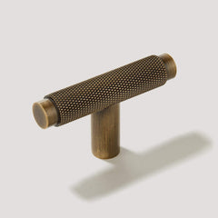 Plank Hardware Handles & Knobs Single T - 57mm KEPLER Knurled Single T Handle - Antique Brass