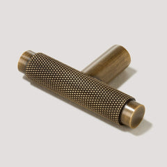 Plank Hardware Handles & Knobs Single T - 57mm KEPLER Knurled Single T Handle - Antique Brass