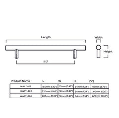 Plank Hardware Handles & Knobs WATT T-Bar Handle - Brass